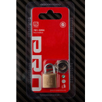 RS PRO Key Weatherproof Brass Padlock, 4mm Shackle, 20mm Body