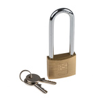 RS PRO Key Weatherproof Brass Padlock, 6mm Shackle, 40mm Body