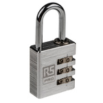 RS PRO Combination Weatherproof Aluminium Combination Padlock, 5mm Shackle, 30mm Body