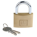 RS PRO Key Weatherproof Brass Padlock, 7mm Shackle, 50mm Body