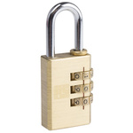 RS PRO Combination Weatherproof Brass Combination Padlock, 5mm Shackle, 30mm Body