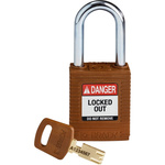 Brady Key Weatherproof Nylon Padlock, 6.4mm Shackle, 38mm Body