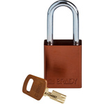 Brady Key Weatherproof Aluminium Padlock, 6.4mm Shackle, 38mm Body