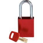 Brady Key Weatherproof Aluminium Padlock, 6.4mm Shackle, 38mm Body