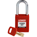 Brady Key Weatherproof Nylon Padlock, 6.4mm Shackle, 38mm Body
