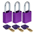 Brady Padlock Aluminium Safety Padlock, Keyed Alike, 6.35mm Shackle, 38mm Body
