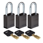 Brady Padlock Aluminium Safety Padlock, Keyed Alike, 38.1mm Shackle, 38mm Body