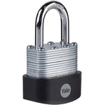 YALE Padlock Brass, Steel Steel Padlock, 6mm Shackle, 47mm Body