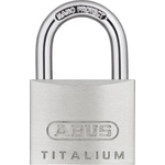 ABUS 64TI Key Weatherproof Titanium Weatherproof Padlock, 6.5mm Shackle, 40mm Body