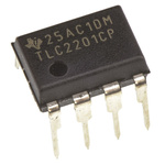 TLC2201CP Texas Instruments, Op Amp, RRO, 1.8MHz, 5 → 15 V, 8-Pin PDIP