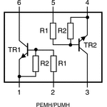 Nexperia PUMH4,115 Dual NPN Digital Transistor, 100 mA, 50 V, 6-Pin UMT