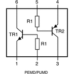 Nexperia PUMD4,115 Dual NPN/PNP Digital Transistor, 100 mA, 50 V, 6-Pin UMT