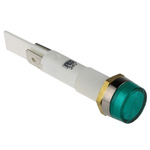 Arcolectric Green Incandescent Indicator, Tab Termination, 24 V, 10mm Mounting Hole Size