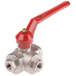 RS PRO Brass Reduced Bore Ball Valve 1/4 in BSPP 3 Way