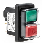 EICHOFF Double Pole Double Throw (DPDT) Latching Push Button Switch, IP65, 21.7 x 45.2mm, Panel Mount, I / O