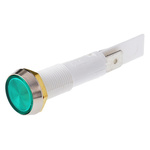 Arcolectric Green Incandescent Indicator, Tab Termination, 24 V, 10mm Mounting Hole Size