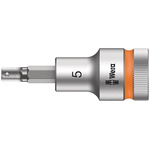 Wera 1/2 in Drive Bit Socket, Hex Bit, 5mm, 60 mm Overall Length