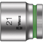 Wera 3/8 in Drive 21mm Standard Socket, 6 point, 30 mm Overall Length