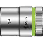 Wera 1/2 in Drive 18mm Standard Socket, 6 point, 37 mm Overall Length
