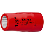 Knipex 1/2 in Drive 55mm Insulated Standard Socket, 12 point, 55 mm Overall Length