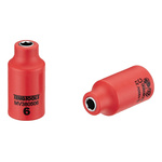 Teng Tools 3/8 in Drive 6mm Insulated Standard Socket, 6 point, VDE/1000V, 46 mm Overall Length