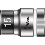 Wera 1/2 in Drive 15mm Standard Socket, 6 point, 37 mm Overall Length