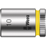 Wera 1/4 in Drive 10mm Standard Socket, 6 point, 23 mm Overall Length