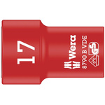 Wera 3/8 in Drive 17mm Insulated Standard Socket, 6 point, VDE/1000V, 46 mm Overall Length