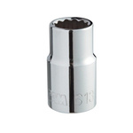 SAM 1/2 in Drive 22mm Standard Socket, 12 point, 40 mm Overall Length