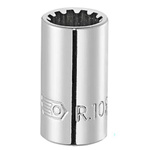 Facom 1/4 in Drive 9/32in Standard Socket, Spline, 22 mm Overall Length