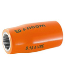 Facom 1/2 in Drive 10mm Insulated Standard Socket, 12 point, VDE/1000V, 52 mm Overall Length
