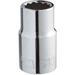 SAM 1/2 in Drive 8mm Standard Socket, 12 point, 38 mm Overall Length
