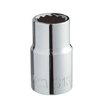 SAM 1/2 in Drive 17mm Standard Socket, 12 point, 38 mm Overall Length
