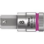 Wera 1/4 in Drive Bit Socket, Hex Bit, 6mm, 95 mm Overall Length
