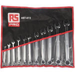 RS PRO 11-Piece Spanner Set, 1/4 → 7/8 in, Chrome Vanadium Steel