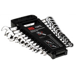 RS PRO 12-Piece Ratchet Spanner Set, 8 → 19 mm, Chrome Vanadium Steel