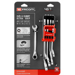 Facom 467 B open end wrenches with ratchet Series 8-Piece Combination Ratchet Spanner Set, 8 → 19, Chrome