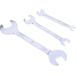 RS PRO 3-Piece Open Ended Spanner Set, BA0 x BA2, BA4 x BA6, BA8 x BA10, Chrome Vanadium Steel