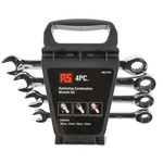 RS PRO 4-Piece Spanner Set, 10 → 15 mm, Chrome Vanadium Steel