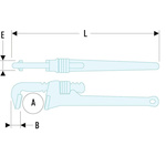 Facom Pipe Wrench, 450 mm Overall, 76mm Jaw Capacity