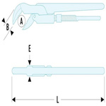 Facom Pipe Wrench, 600 mm Overall, 60mm Jaw Capacity, Metal Handle, Non-Sparking