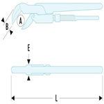 Facom Pipe Wrench, 600 mm Overall, 60mm Jaw Capacity, Metal Handle