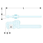 Facom Pipe Wrench, 350 mm Overall, 49mm Jaw Capacity, Metal Handle