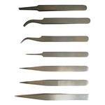 RS PRO 120 mm, 130 mm, Low Carbon Austenitic Steel, Curved, Fine, Flat, Rounded, Tweezer Set