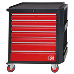 RS PRO 7 drawer Steel Wheeled Tool Chest, 975mm x 450mm x 890mm