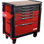 SAM 6 drawer Stainless Steel Wheeled Tool Trolley, 1m x 510mm x 1.023m