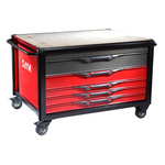 SAM 5 drawer Steel Wheeled Tool Trolley, 880mm x 900mm x 1.26m