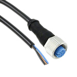 TE Connectivity Straight M12 to Unterminated Cable assembly, 3 Core 1.5m Cable