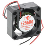 Micronel F25 Series Axial Fan, 12 V dc, DC Operation, 3.84m³/h, 720mW, 80mA Max, 25 x 25 x 10mm