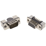 Harting D-Sub Standard 9 Way Right Angle SMT D-sub Connector Plug, 2.76mm Pitch, with 4-40 UNC Female Screwlocks,